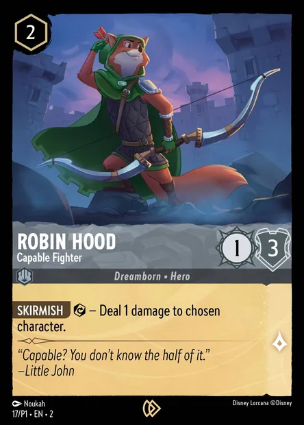 Robin Hood - Capable Fighter, Disney Lorcana card P1-017 — P1 set