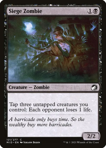 Siege Zombie, Magic card MID 121 — Innistrad: Midnight Hunt set