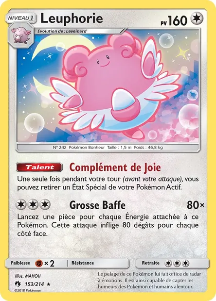 Leuphorie, carte Pokémon LOT 153 — extension Tonnerre Perdu