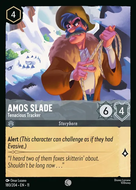 Amos Slade - Tenacious Tracker, Disney Lorcana card CH11-180 — Winterspell set