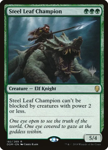 Steel Leaf Champion, Magic card PDOM 182p — Dominaria Promos set