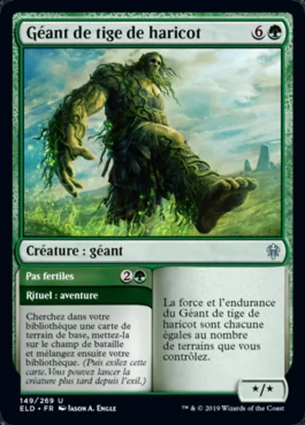 Géant de tige de haricot // Pas fertiles, carte Magic ELD 149 — extension Throne of Eldraine
