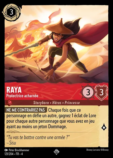 Raya - Protectrice acharnée, carte Disney Lorcana CH4-121 — extension Le Retour d'Ursula