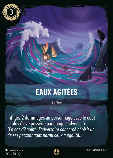 Eaux Agitées, carte Disney Lorcana Q1-018 — extension Quête des Illumineurs - Menace des profondeurs