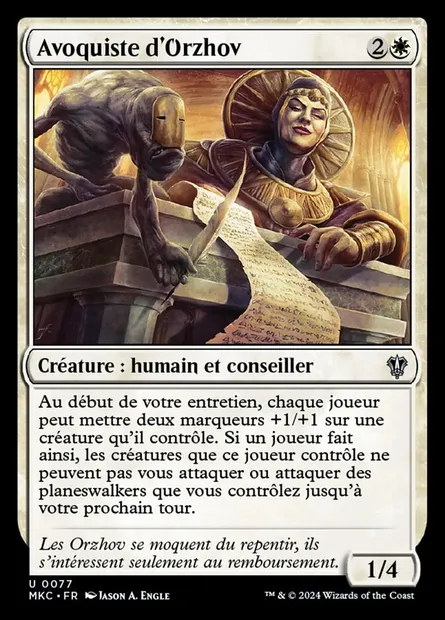 Avoquiste d'Orzhov, carte Magic MKC 77 — extension Murders at Karlov Manor Commander