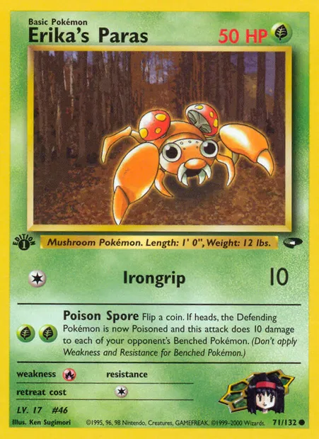 Erika's Paras, carte Pokémon GC 71 — extension Gym Challenge