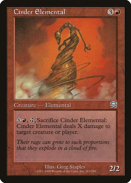 Elémental de cendres, carte Magic MMQ 183 — extension Masques de Mercadia
