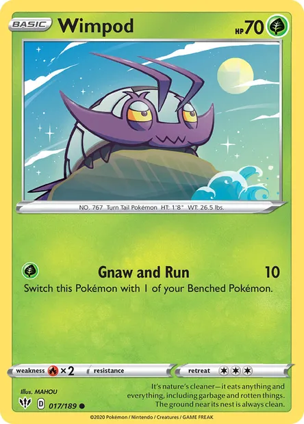 Wimpod, Pokémon card DAA 17 — Darkness Ablaze set