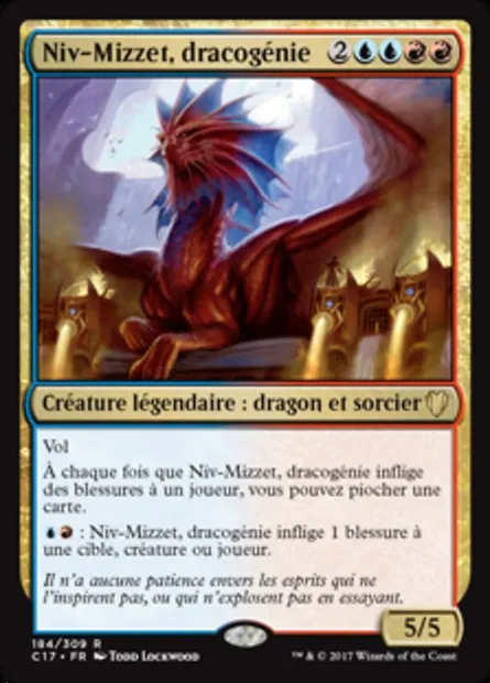 Niv-Mizzet, dracogénie, carte Magic C17 184 — extension Commander 2017