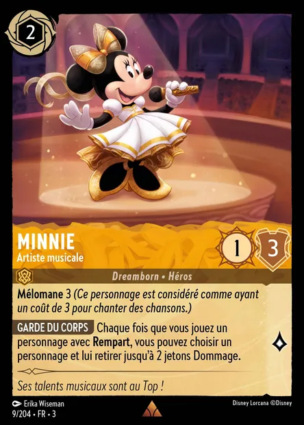 Minnie - Artiste musicale, carte Disney Lorcana CH3-009 — extension Les Terres d'Encres