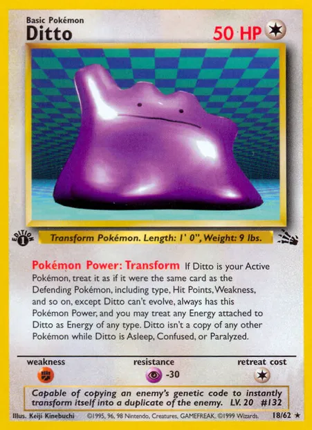 Ditto, Pokémon card FO 18 — Fossil set