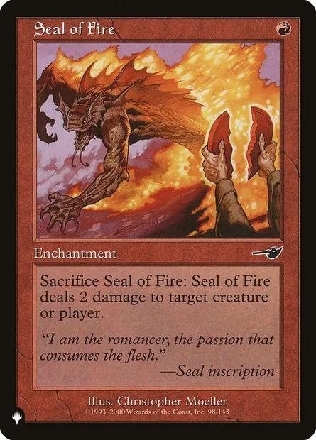 Seal of Fire, Magic card PLST NEM-98 — The List set