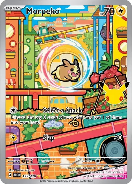 Morpeko, Pokémon card 30C 135 — 30th Celebration set
