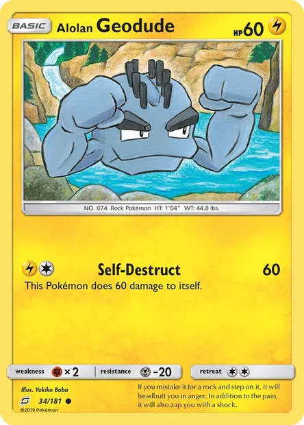 Alolan Geodude, Pokémon card TEU 34 — Team Up set