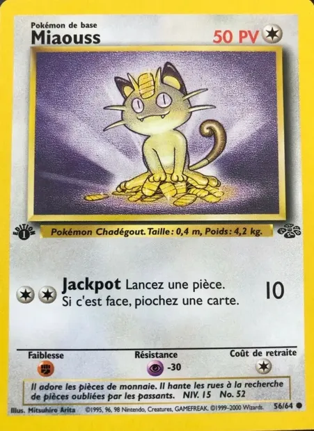 Miaouss, carte Pokémon JU 56 — extension Jungle
