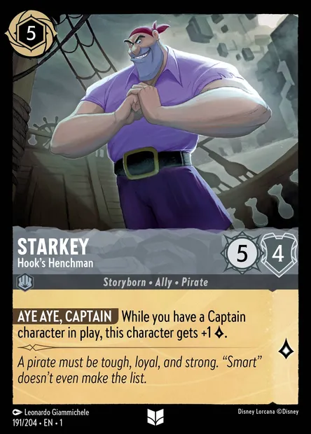 Starkey - Hook's Henchman, Disney Lorcana card CH1-191 — The First Chapter set