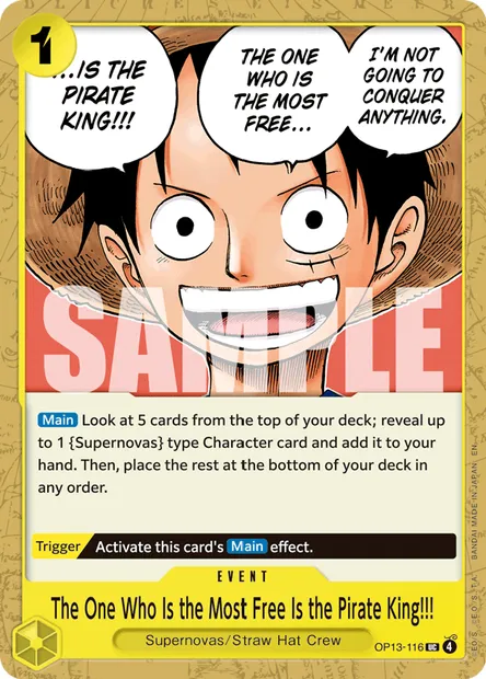 The One Who Is the Most Free Is the Pirate King!!!, One Piece card OP13-116 — CARRYING ON HIS WILL set