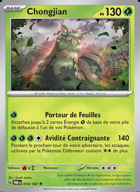 Chongjian, carte Pokémon PAR 018 — extension Faille Paradoxe