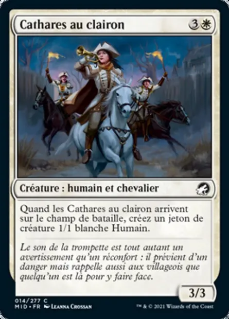 Cathares au clairon, carte Magic MID 14 — extension Innistrad : chasse de minuit