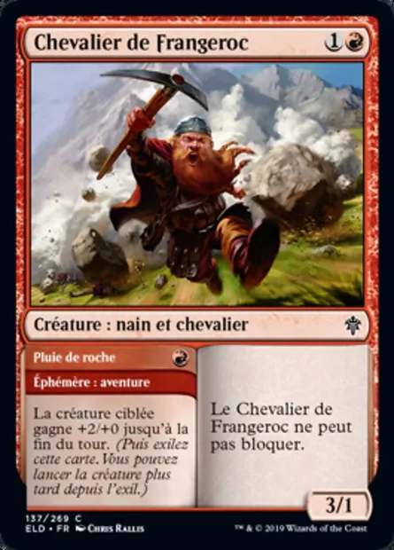 Chevalier de Frangeroc // Pluie de roche, carte Magic ELD 137 — extension Throne of Eldraine