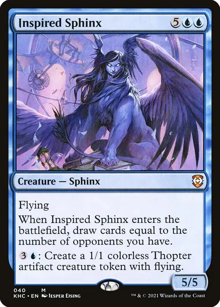 Inspired Sphinx, Magic card KHC 40 — Kaldheim Commander set