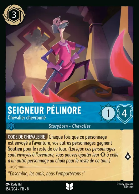 Seigneur Pélinore - Chevalier chevronné, carte Disney Lorcana CH8-154 — extension Le Règne de Jafar