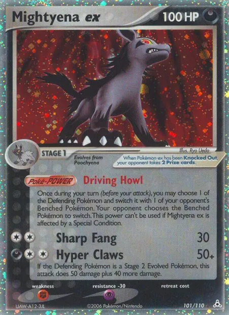 Mightyena ex, Pokémon card HP 101 — Holon Phantoms set