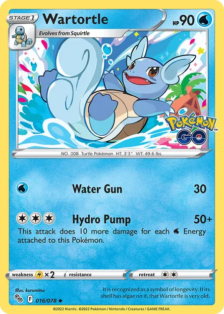Wartortle, Pokémon card PGO 016 — Pokémon GO set