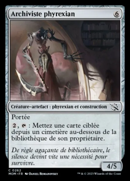 Archiviste phyrexian, carte Magic MOM 262 — extension L'invasion des machines