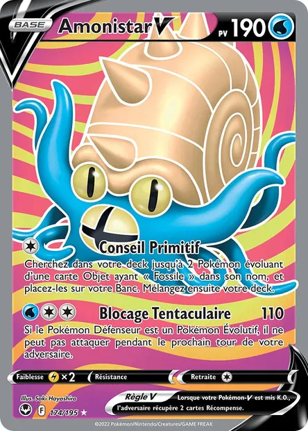 Amonistar V, carte Pokémon SIT 174 — extension Tempête Argentée