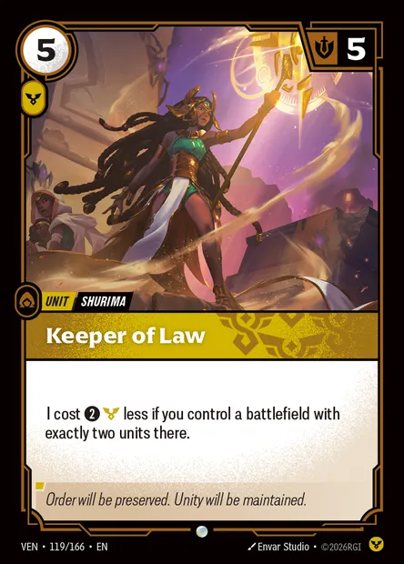 Keeper of Law, carte Riftbound VEN 119 — extension Vendetta