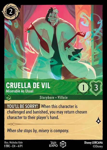 Cruella De Vil - Miserable As Usual, Disney Lorcana card P1-004 — P1 set