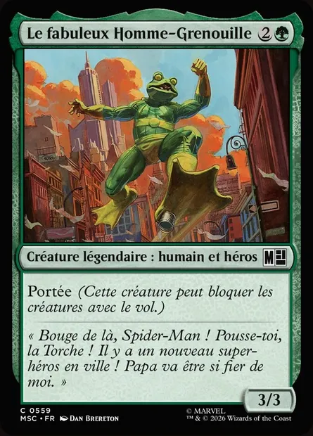 Le fabuleux Homme-Grenouille, carte Magic MSC 559 — extension Marvel Super Heroes Commander