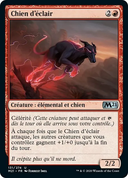 Chien d'éclair, carte Magic M21 131 — extension Core Set 2021