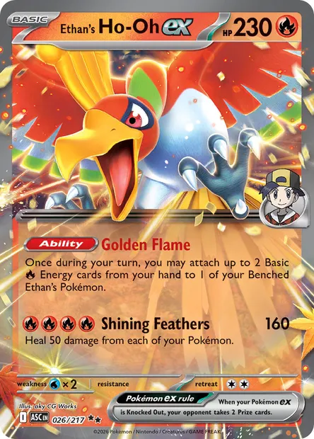 Ethan's Ho-Oh ex, Pokémon card ASC 026 — Ascended Heroes set