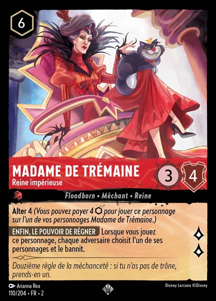 Madame de Trémaine - Reine impérieuse, carte Disney Lorcana CH2-110 — extension L'Ascension des Floodborn