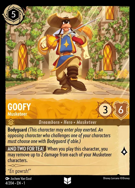 Goofy - Musketeer, Disney Lorcana card CH1-004 — The First Chapter set