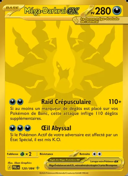 Méga-Darkrai-ex, carte Pokémon PBL 120 — extension Nuit Noire