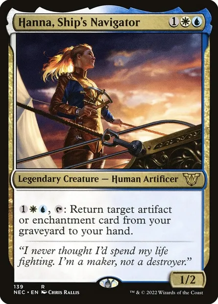Hanna, Ship's Navigator, Magic card NEC 139 — Neon Dynasty Commander set