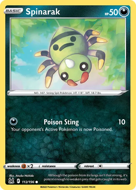 Spinarak, Pokémon card LOR 112 — Lost Origin set