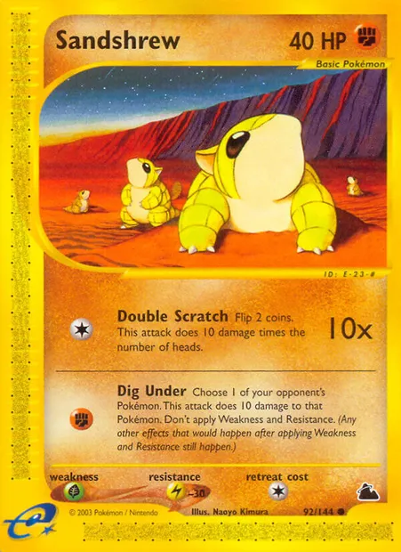 Sandshrew, Pokémon card SK 92 — Skyridge set