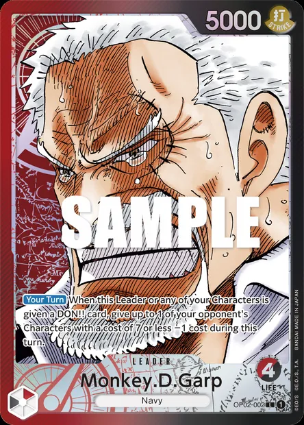 Monkey.D.Garp, One Piece card OP02-002 — PARAMOUNT WAR set