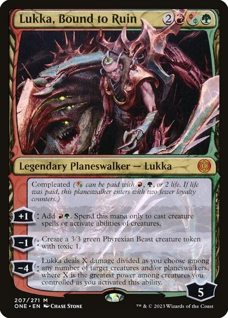 Lukka, Bound to Ruin, Magic card ONE 207 — Phyrexia: All Will Be One set