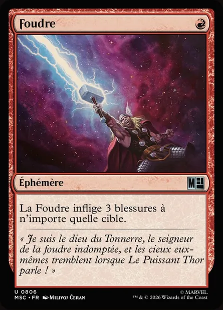 Foudre, carte Magic MSC 806 — extension Marvel Super Heroes Commander