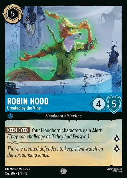 Robin Hood - Created by the Vine, Disney Lorcana card CH13-159 — Attack of the Vine! set