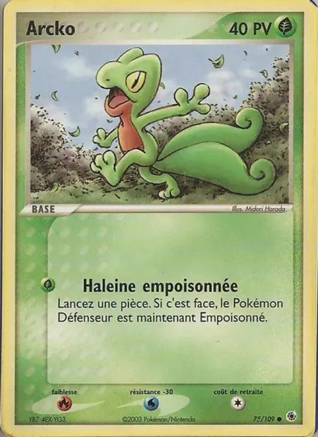 Arcko, carte Pokémon RS 75 — extension EX Rubis & Saphir