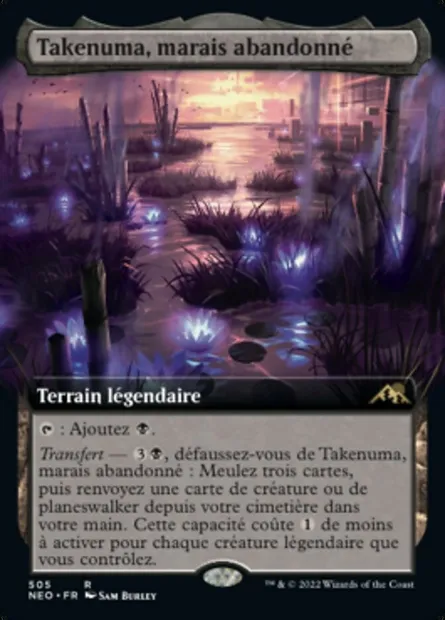 Takenuma, marais abandonné, carte Magic NEO 505 — extension Kamigawa: La Dynastie Néon