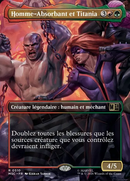 Homme-Absorbant et Titania, carte Magic MSC 510 — extension Marvel Super Heroes Commander