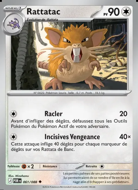 Rattatac, carte Pokémon POR 061 — extension Équilibre Parfait
