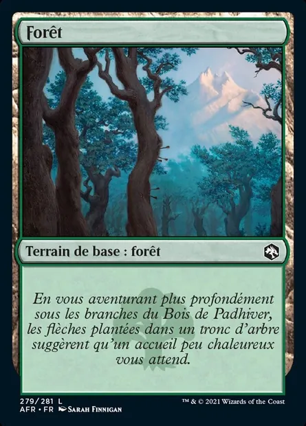 Forêt, carte Magic AFR 279 — extension Forgotten Realms: Aventures dans les Royaumes Oubliés